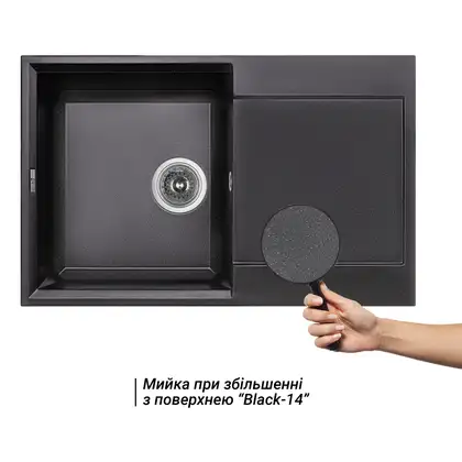Lidz BLM-14 Кухонна мийка, чорна матова (LIDZBLM14790495230)