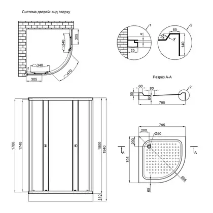 Душевая кабина Lidz Latwa SC80x80.SAT.LOW.TR, стекло прозрачное 4 мм (LLSC8080SATLOWTR)