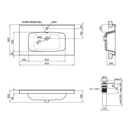 Раковина Qtap Albatross 5H 900х500х210 White с донным клапаном QT01115090HW Раковина Qtap Albatross 5H 900х500х210 White с донным клапаном QT01115090HW