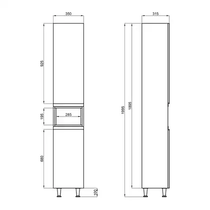 Пенал напольный Qtap Robin 350х1950х316 Graphite/Whitish oak QT1376PN1652RGWO