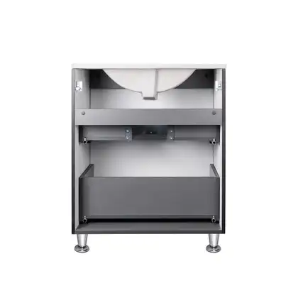 Комплект Qtap Tern 600х725х437 Matt black тумба напольная + раковина врезная, с полотенцедержателем QT1771TNЛ6023060CG (QT1771TNL6023060CMB)