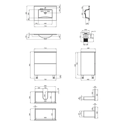 Комплект Qtap Tern 700х725х437 Matt black тумба напольная + раковина врезная, с полотенцедержателем QT1771TNЛ7023070CG (QT1771TNL7023070CMB)
