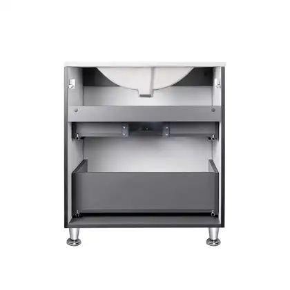 Комплект Qtap Tern 700х725х437 Matt black тумба напольная + раковина врезная, с полотенцедержателем QT1771TNЛ7023070CG (QT1771TNL7023070CMB)