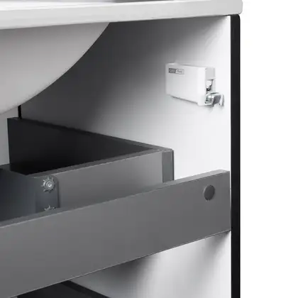 Комплект Qtap Tern 700х725х437 Matt black тумба напольная + раковина врезная, с полотенцедержателем QT1771TNЛ7023070CG (QT1771TNL7023070CMB)
