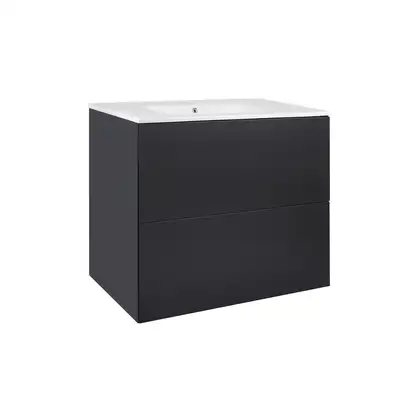 Комплект Qtap Tern 700х580х437 Matt black тумба напольная + раковина врезная, с полотенцедержателем QT1772TPЛ7023070CG (QT1772TPL7023070CMB)