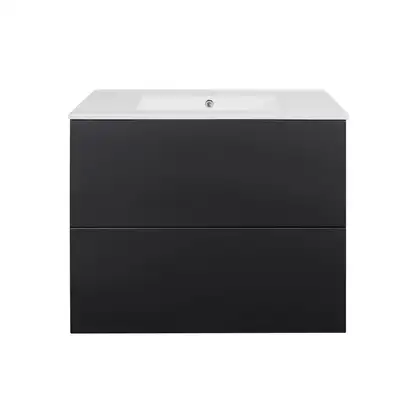 Комплект Qtap Tern 700х580х437 Matt black тумба напольная + раковина врезная, с полотенцедержателем QT1772TPЛ7023070CG (QT1772TPL7023070CMB)
