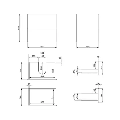 Тумба подвесная Qtap Tern 600х580х437 Matt black с полотенцедержателем QT1774TPL602MB