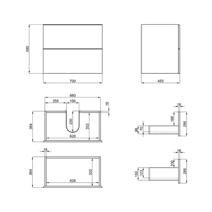 Тумба подвесная Qtap Tern 700х580х437 Matt black с полотенцедержателем QT1774TPL702MB