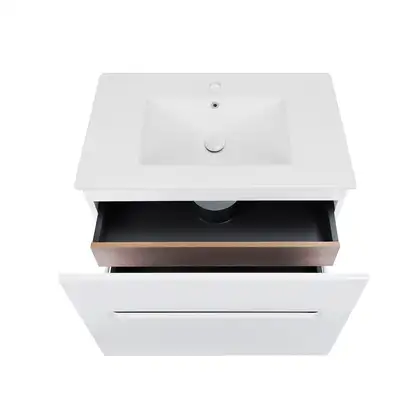 Комплект Qtap Virgo 800х580х437 White/Whitish oak тумба подвесная + раковина врезная  QT1872TPА8013080CW (QT1872TPА8013080CWWO)