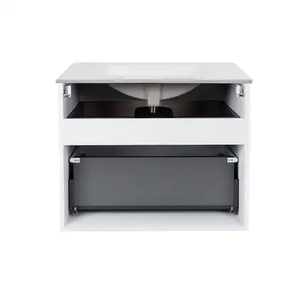 Комплект Qtap Virgo 800х580х437 White/Whitish oak тумба подвесная + раковина врезная  QT1872TPА8013080CW (QT1872TPА8013080CWWO)