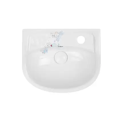 Раковина напольная с пьедесталом Qtap Baby 375x305x520 White с рисунком, с донным клапаном QT2311LP304BW (QT2311LP304BEWD)
