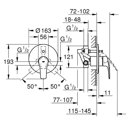 Змішувач прихованого монтажу Grohe Eurosmart New, хром (33305003)