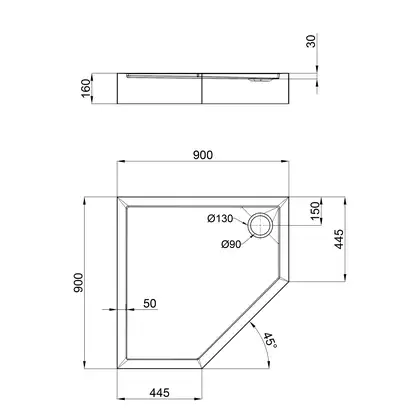 Душевой поддон Lidz Diament ST90x90x16 (LDIST909016)