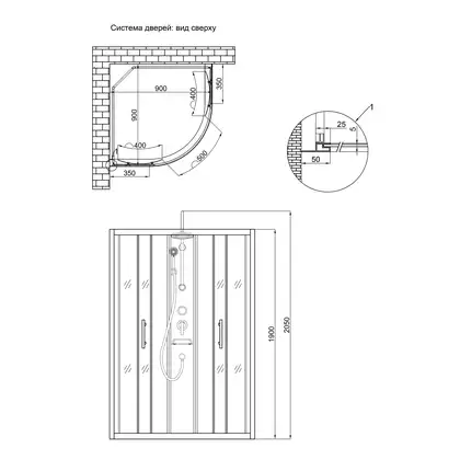 Душевой бокс Lidz Majatek SB90x90.BLA.LOW.TR, стекло прозрачное 5 мм без поддона (LMSB9090BLALOWTR2)