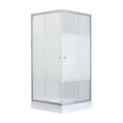 Набор Lidz душевая кабина Wiezak SC80x80.SAT.LOW.L, стекло Linie 4 мм + поддон Mazur (LWKSC8080SATLOWL2SET)