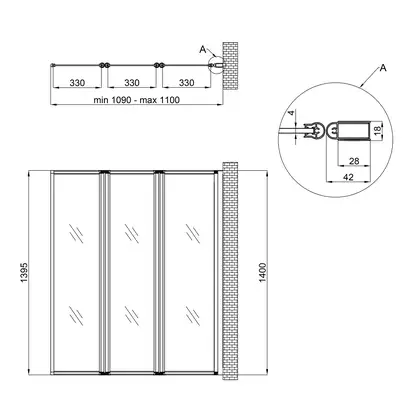 Штора на ванну Qtap Gemini WHI401114RP4 стекло Pear 4 мм, 110x140 см (GEMWHI401114RP4)
