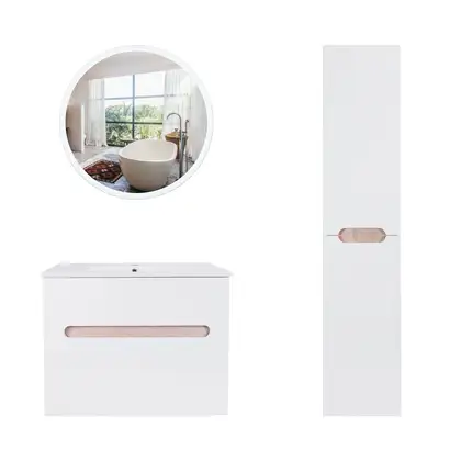Комплект мебели для ванной Qtap Virgo тумба с раковиной + зеркало + пенал QT044VI42995