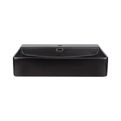 Раковина Qtap Nando LT 600х420х120 Matt black с донным клапаном QT12112173MBMB