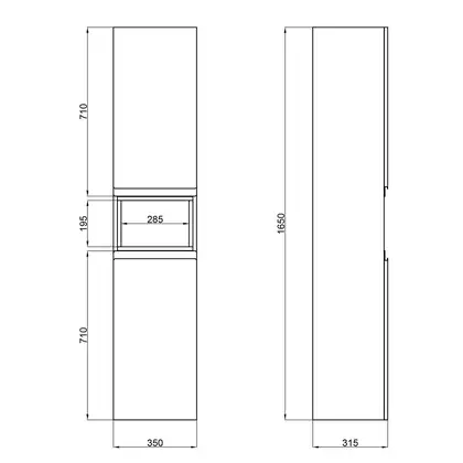 Пенал подвесной Qtap Robin 350х1650х316 White/Whitish oak QT1376PN1651LWWO