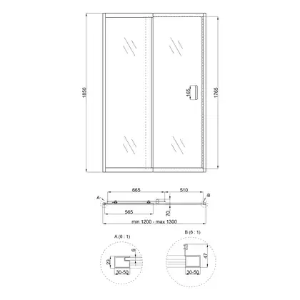 Qtap Taurus Душові двері в нішу 120-130x185 см, хром (TAUCRM201213C6)