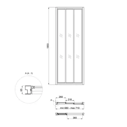 Душевая дверь в нишу Qtap Uniford CRM207.C4 68-71x185 см, стекло Clear 4 мм, покрытие CalcLess (UNICRM207C4)