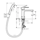 Змішувач для умивальника Hansgrohe Rebris E 110 гігiєнічною лійкою, Chrome (72216000)