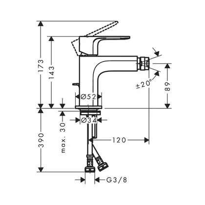 Hansgrohe Rebris E Змішувач для біде, Matt Black (72211670)