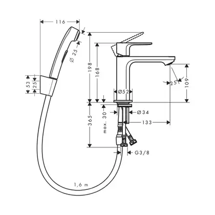 Hansgrohe Rebris S 110 Змішувач для умивальника, Matt Black (72215670)
