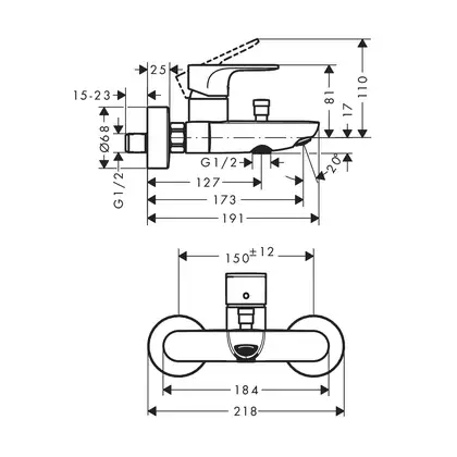 HANSGROHE Rebris S Змішувач для ванни, чорний матовий (72440670)