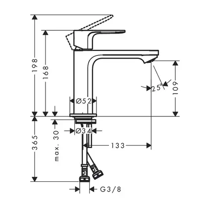 Смеситель для раковины 110 CoolStart Hansgrohe Rebris E (цвет - чёрный матовый), без донного клапана 72560670