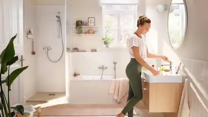 Смеситель для раковины 80 CoolStart Hansgrohe Rebris S (цвет - хром), с металлическим донным клапаном 72584000