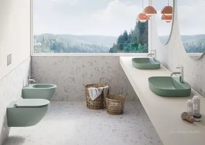 Раковина полувстраиваемая Catalano Green Lux Сolori 40 х 60 х h14 см, цвет - зелёный матовый 160GRLXNVS