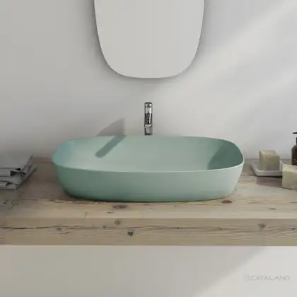 Раковина накладная на столешницу Catalano Green Lux Сolori 40 х 80 х h14 см, цвет - зелёный матовый 180APGRLXVS