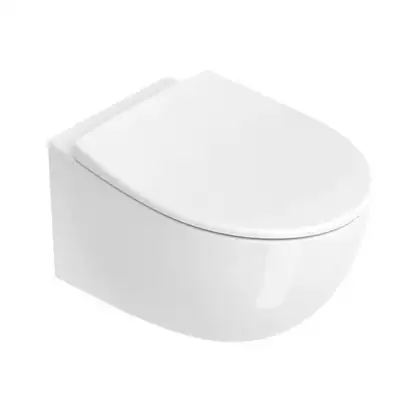 Унитаз подвесной NewFlush (безободковый) Catalano Italy с сиденьем Soft Close, белый глянцевый 1VS52RIT00+5ITSTF00