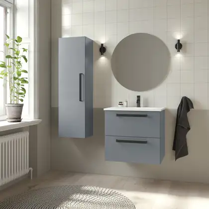 Комплект мебели 60 см Devit Fresh, синий матовый, ручки чёрные 088723B Комплект мебели 60 см Devit Fresh, синий матовый, ручки чёрные 088723B