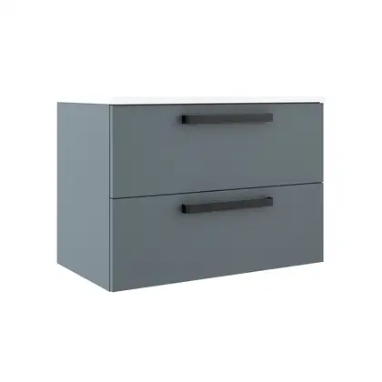 Комплект мебели 80 см Devit Fresh, синий матовый, ручки чёрные 088730B