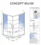 Душевая кабина REA CONCEPT BLACK 80х100 (REA-K6389)