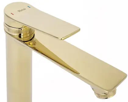 Смеситель для раковины (умывальника) REA VIRAL GOLD LOW золотой низкий (REA-B2022)