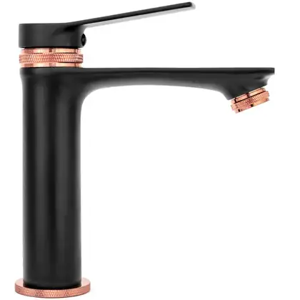 Смеситель для раковины (умывальника) REA VIRAL BLACK ROSE GOLD низкий (REA-B2025)