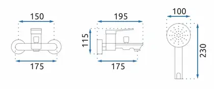Змішувач для ванни REA VIRAL BLACK чорний настінний (REA-B2030) Змішувач для ванни REA VIRAL BLACK чорний настінний (REA-B2030)