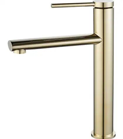 Смеситель для раковины (умывальника) REA OVAL GOLD золотой высокий (REA-B6513)