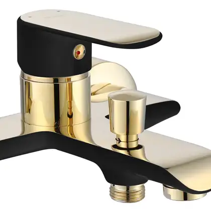 Смеситель для ванны и душа REA BLOOM BLACK GOLD настенный с изливом (REA-B9939)