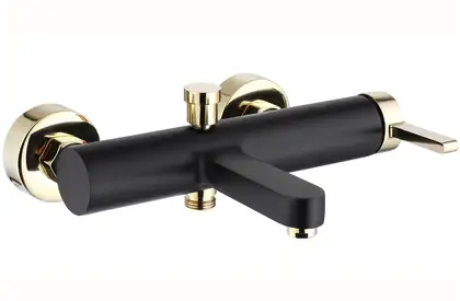 Смеситель для ванны и душа REA POLO BLACK GOLD настенный с изливом (REA-B9979)