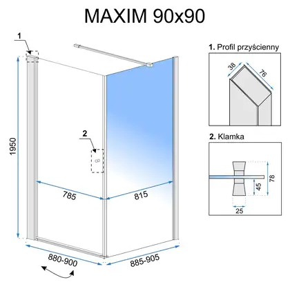 Душова кабіна REA MAXIM 90х90 L (REA-K0263)
