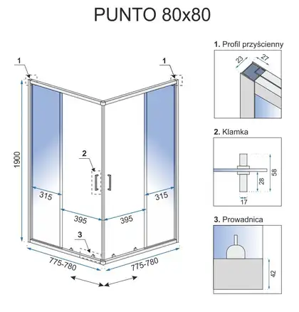 Душевая кабина REA PUNTO BLACK 80х80 (REA-K4800)