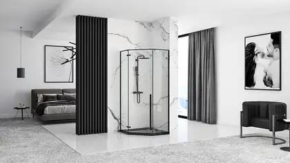 Душевая кабина REA DIAMOND BLACK MAT 80х80 (REA-K6900) Душевая кабина REA DIAMOND BLACK MAT 80х80 (REA-K6900)