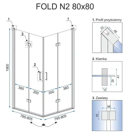 Душевая кабина REA FOLD N2 80х80 (REA-K9990) Душевая кабина REA FOLD N2 80х80 (REA-K9990)