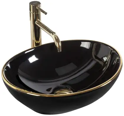 Умывальник (раковина) REA SOFIA BLACK GOLD EDGE  накладной черный (REA-U3695)