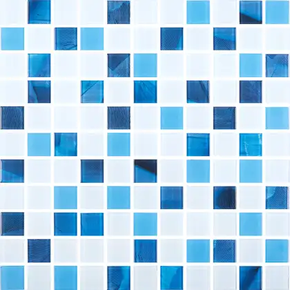 КОТТО КЕРАМІКА Мозаїка скляна GMP 0425018 С3 print 19/blue D mat/white mat 300x300 (кубик 2,5х2,5) Кераміка Лео УКРАЇНА