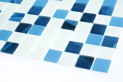 КОТТО КЕРАМІКА Мозаїка скляна GMP 0425018 С3 print 19/blue D mat/white mat 300x300 (кубик 2,5х2,5) Кераміка Лео УКРАЇНА